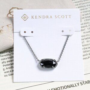 Kendra Scott Elisa Silver Black Opaque Glass Necklace